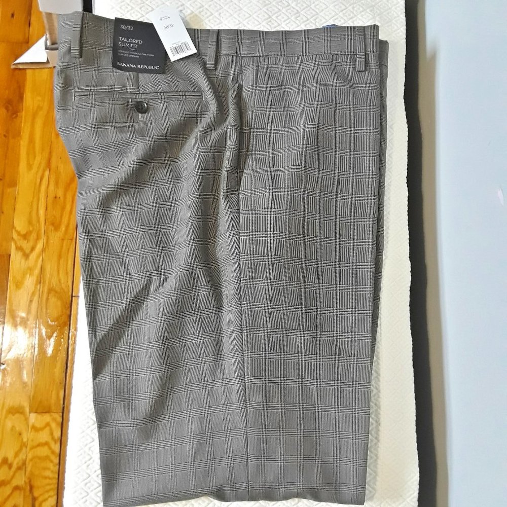 Banana Republic Glen Plaid Slim Fit Pant  38Wx32L